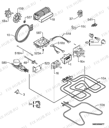 Взрыв-схема плиты (духовки) Zanussi ZYB460X - Схема узла Electrical equipment 268